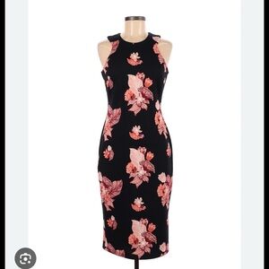 H & M Floral Sleeveless Black and Pink Dress
